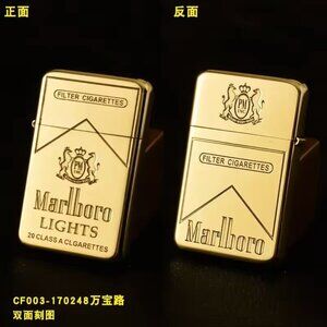 Chief Marlboro Exquisite Brass Kerosene Lighter Slim Windproof Vintage Grinding
